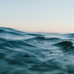 Tranquil ocean waves under a soft sunset sky, perfect for backgrounds.